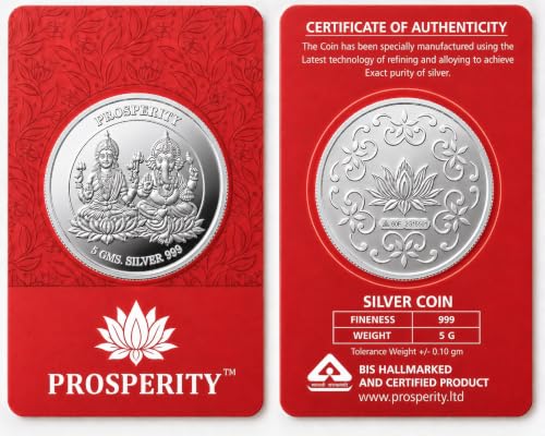 Image of PROSPERITY Ganesh Lakshmi 999.9+ Pure Silver Coin 5g BIS Hallmarked