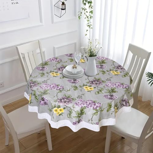 Image of Dakshya Industries PVC Waterproof Round Table Cover for 4 Seater Dining Table | 60 Inch Round Printed Table Cover | Spill Proof, Oil Resistant, Heat Resistant, Wipe Clean