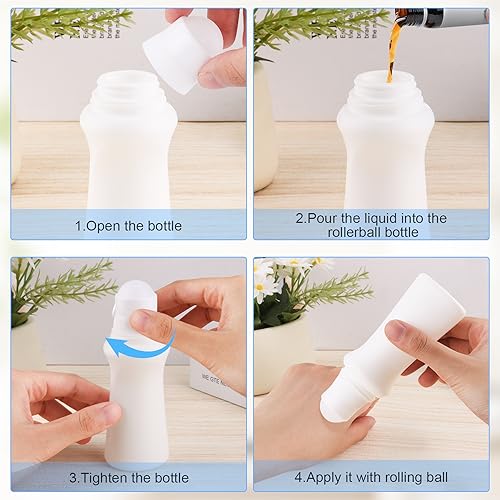 8Pcs 75ml/2.53oz White Plastic Roll-On Deodorant Bottles Thin-Waist Style Rollerball Bottles Refillable Leak-Proof Container for Aromatherapy Moisturizer Perfume Essential Oil4