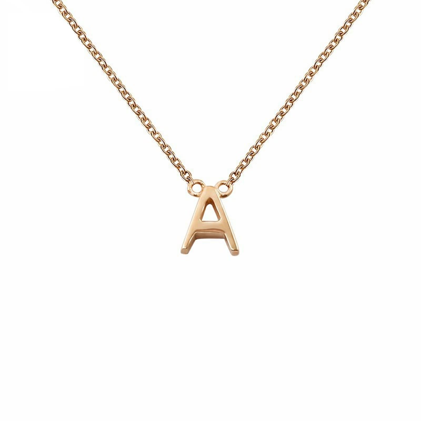 9K/14K/18K Gold Halskette für Damen, Buchstabe A Anhänger Schmuck Kettenlänge 18 Zoll