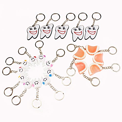 Airgoesin - 20 llaveros para colgar los dientes, forma de sonrisa, regalo de Navidad, día festivo, regalo para fiestas de cumpleaños infantiles y premios de carnaval escolar Cover