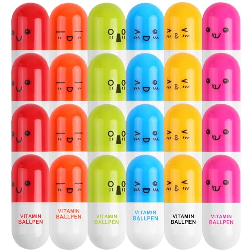 Pill Shaped Pens Retractable Ball Pens,Vitamin Capsule Pens,Nurses Week Office Supplies (24)