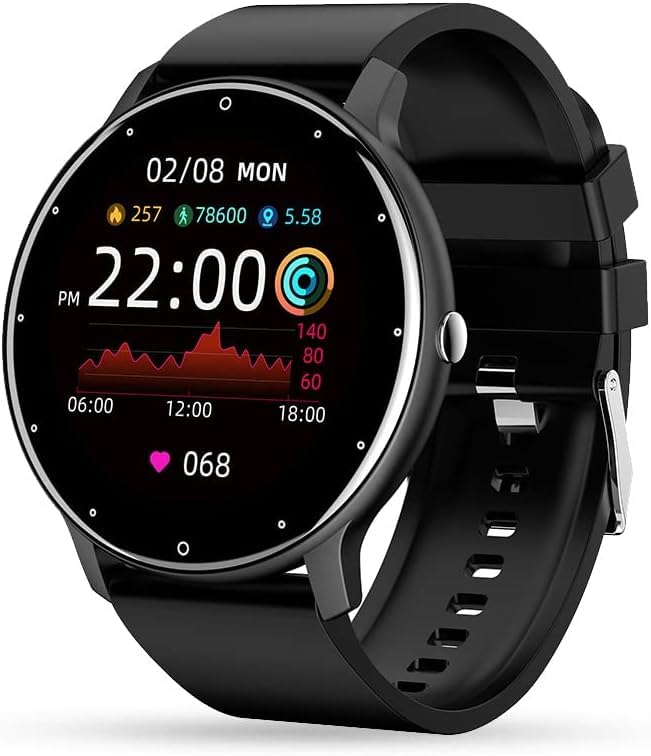 gesundpur Vital Pulse Watch Intelligente Smartwatch – Reloj Deportivo con Monitor de Frecuencia Cardíaca, Podómetro, Análisis del Sueño, Calendario – Compatible con Android e iOS (Schwarz)