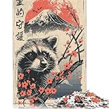 Rompecabezas de 500 Piezas de mapaches japoneses para Adultos y Rompecabezas de Madera, Juego Educativo Familiar (52 x 38 cm)