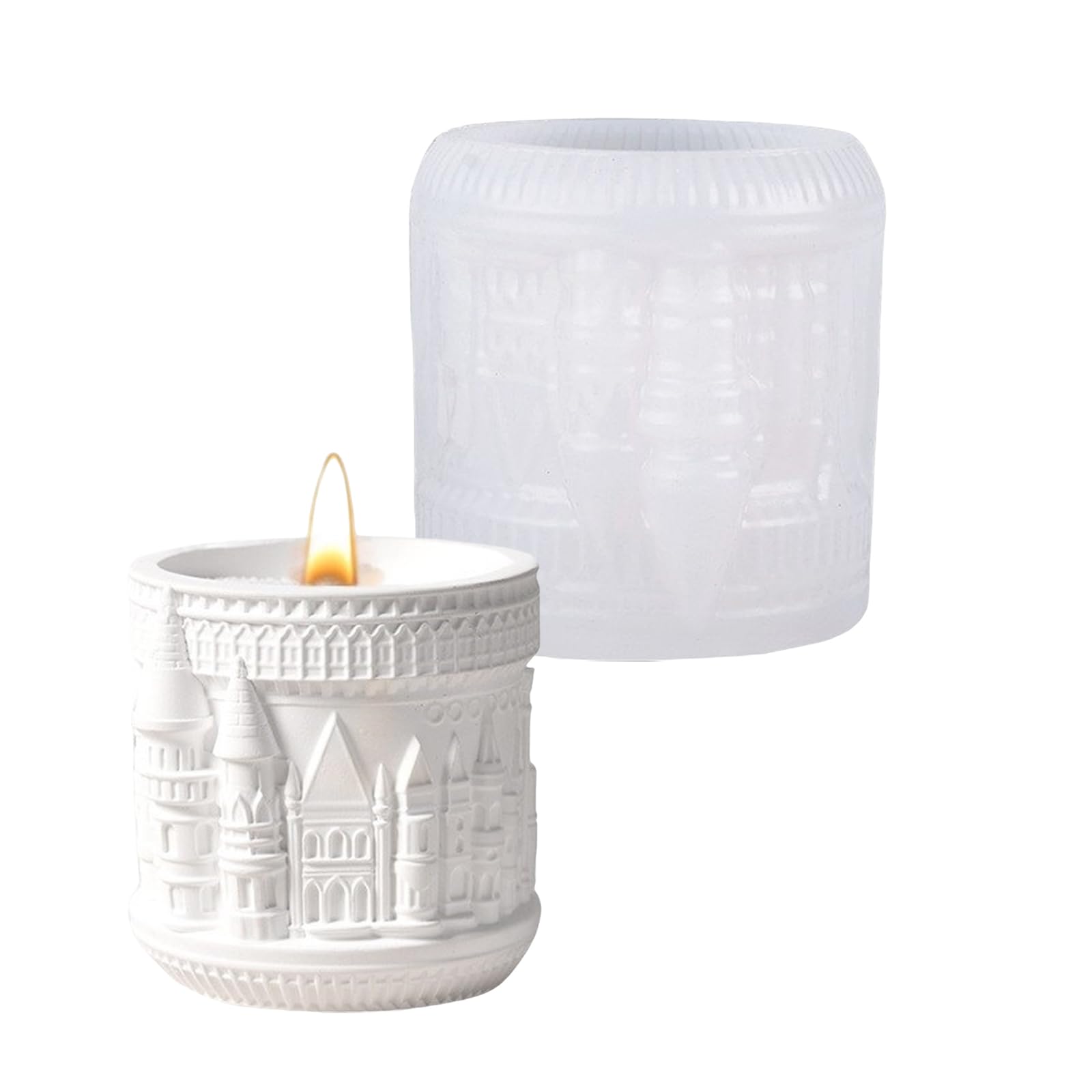 NEWFT Multipurpose Castles Shaped Silicone Mould for Resin Art Candle Containers Craft Projects Easy Release Designs