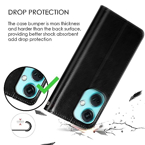 Image of WOW IMAGINE Shock Proof Flip Cover Back Case Cover for 1+ OnePlus Nord CE 3 5G (Flexible | Leather Finish | Card Pockets Wallet & Stand | Black)