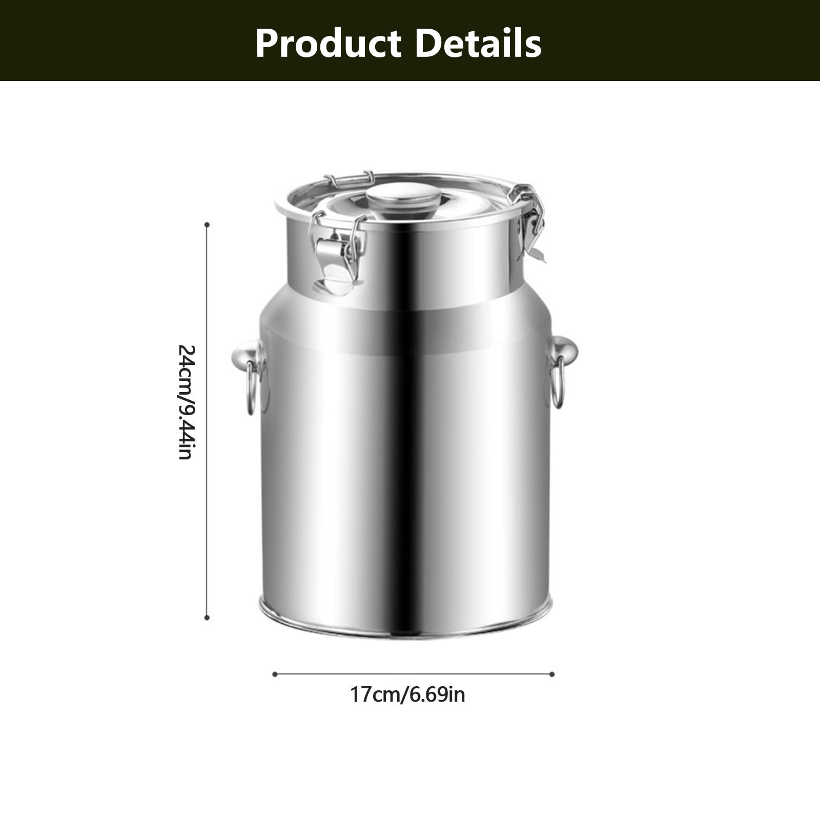 Contenitore Ermetico in Acciaio Inox, Secchio per Il Latte Secchiello per Il Vino con Coperchio Bidone per Il Latte Contenitore per Riso E Cereali per Latte, Vino, Olio, Cereali,5L 17x24CM