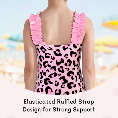 Image of XiaoMoSha Girls One Piece Swimsuit Ruffled Straps Bathing Suits Summer Swim Suit Quick Dry Beach Swimwear for Kids 3-10 Years