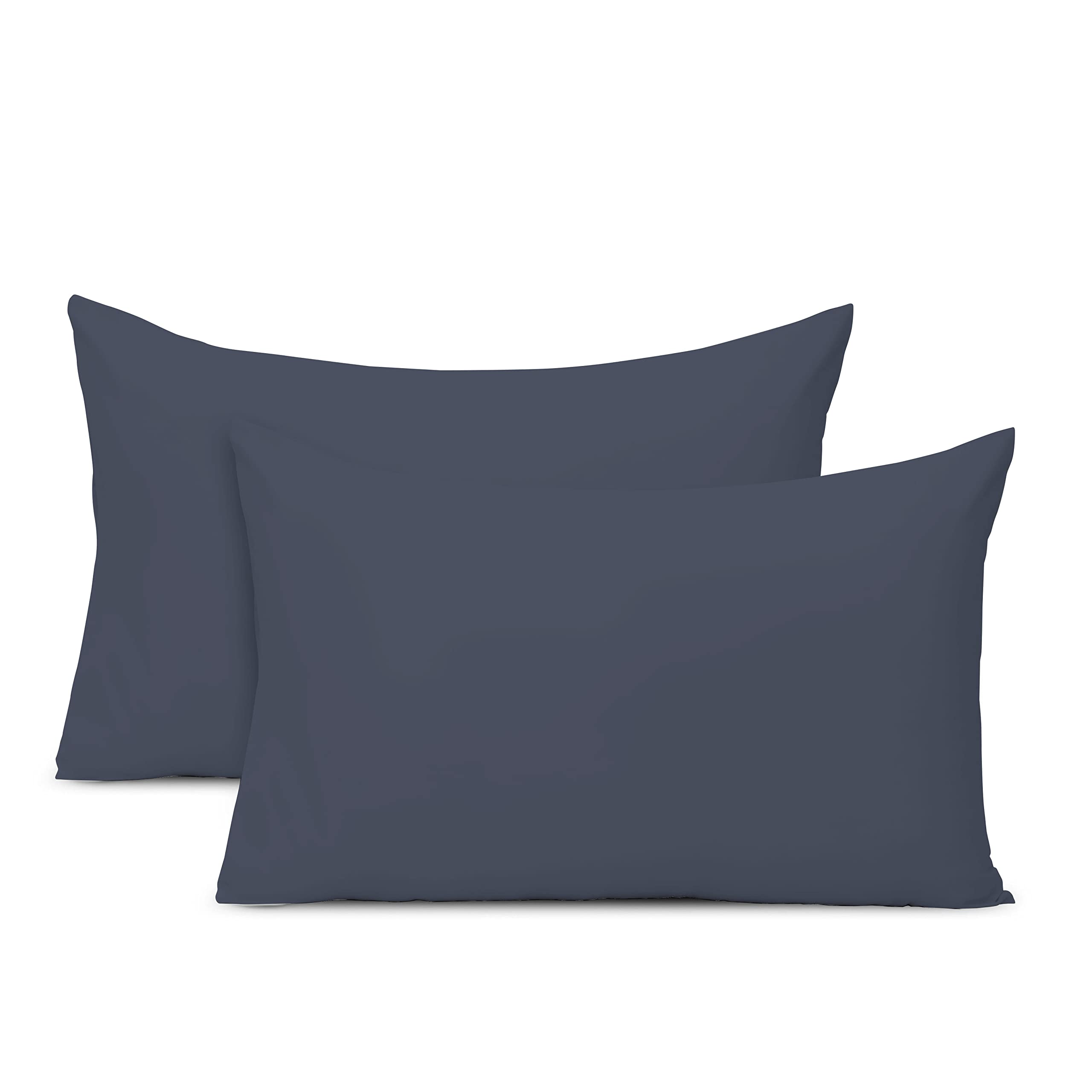 Pizuna Dark Blue Cotton Housewife Percale Pillowcases 2 Pack 48X74, 100% Long Staple Combed Cotton Pillow Cover, Plain Weave Standard Housewife Pillowcase ( Pillow Cases 2 Pack)