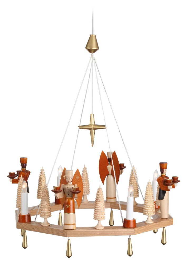 Guirlande d'avènement avec l'ange couronne de Noël bois 38 cm