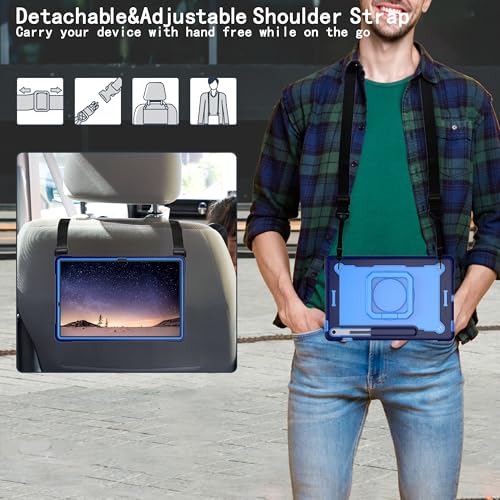 Image of elitegadget Case for Samsung Galaxy Tab S10 FE+ /S10 FE Plus 13.1 Inch 2025 Released - Heavy Duty Impact Resistant Case Cover with Rotating Ring Stand (Navy Blue /Light Blue)