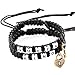 Couples Bracelets, HOBOYER Upgrade Handmade Braided KING and QUEEN Couple Bracelet for Him and Her with Key and Lock Charms Bracelets Set Couples Gifts