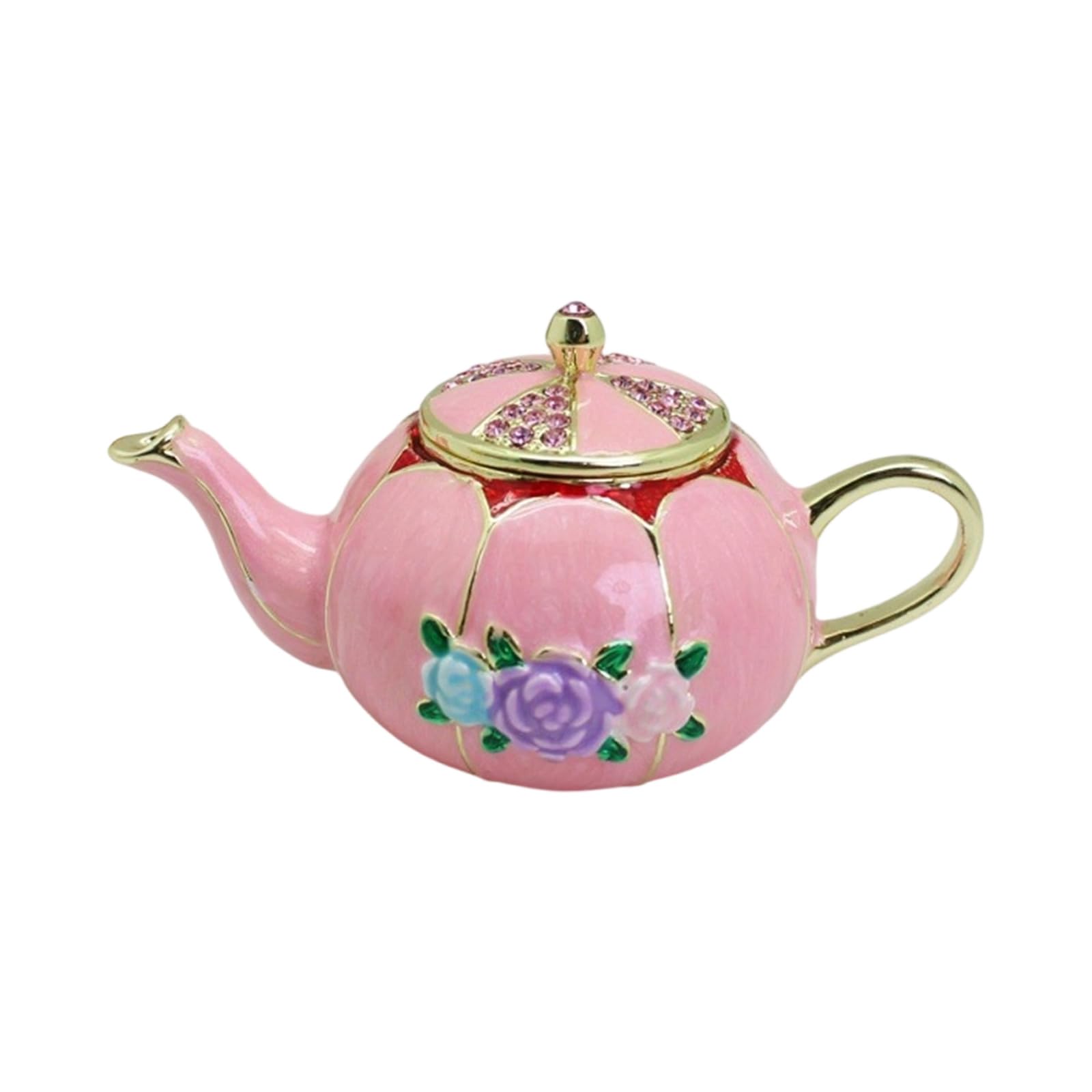 RGYBAO Handcrafted Enameled Finish Trinket Box Teapot Shaped Jewelry Accessories Tray for Tabletop Decoration Multipurpose Party Centerpiece