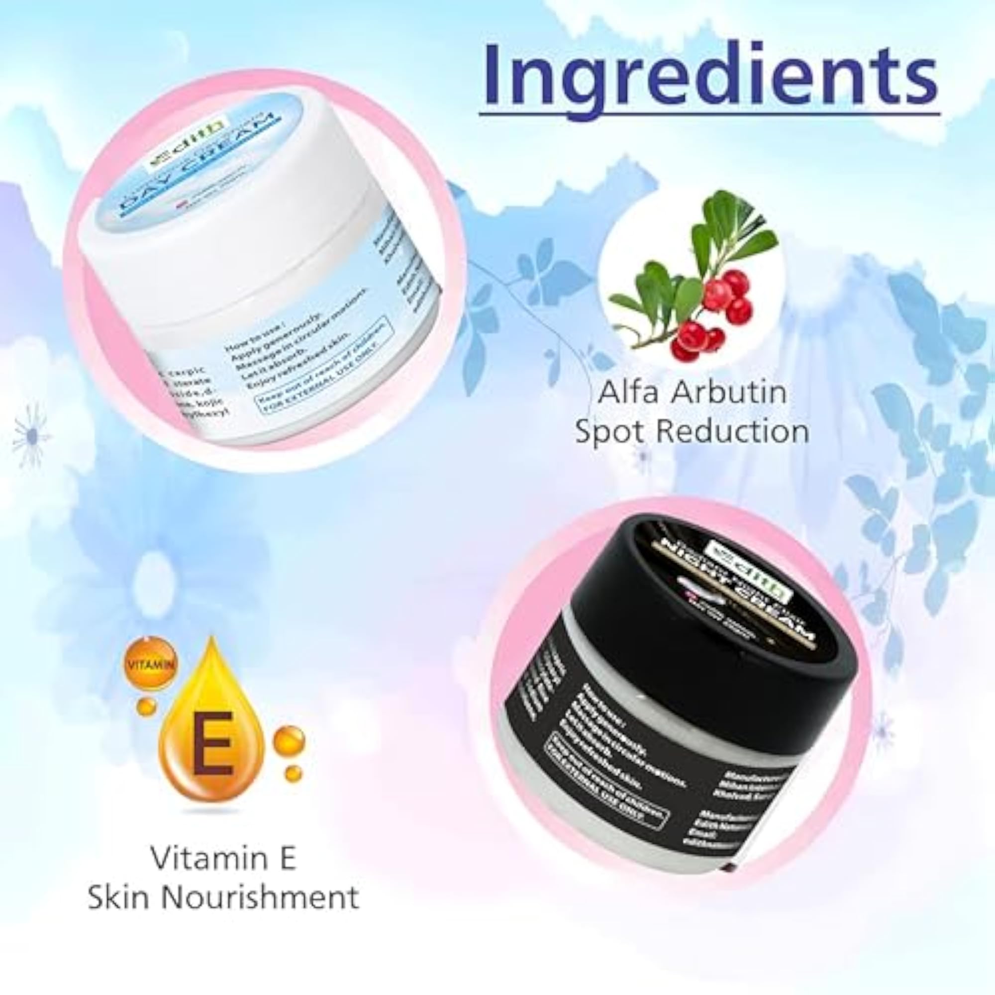 Niacinamide Face Serum with Day and Night Cream, Skincare Set