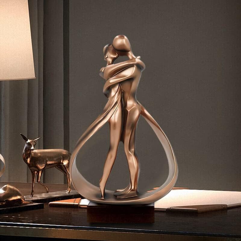 AIIONP Estatua romántica de abrazo, figura de adorno abstracto de pareja abrazando de 10 pulgadas, esculturas de arte moderno de resina para el