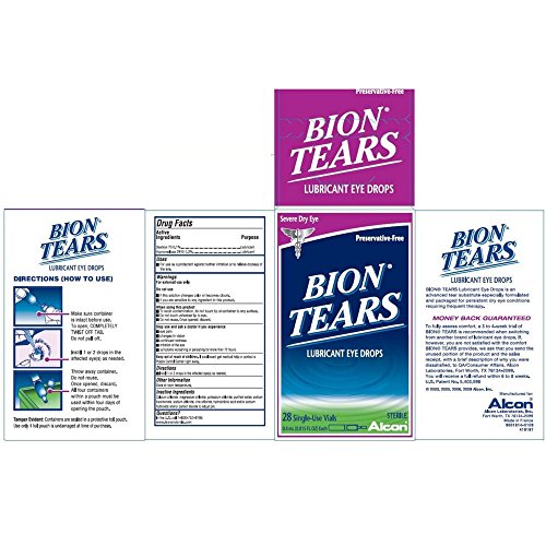 Bion Tears Lubricant Eye Drops Single Use Vials 28 Each (Pack of 4)