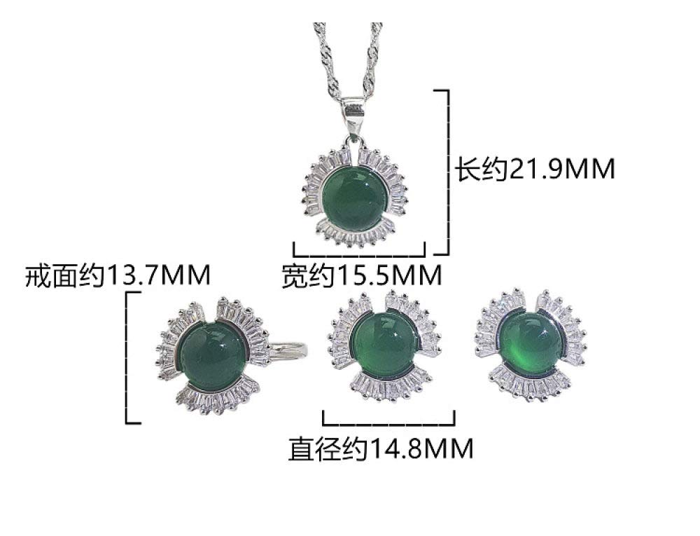 Moda S925 Sterling Silver Necklace Abertura Anillo Pendientes Joyería Conjunto De Mujeres Sol Redonda Flor Ágata Roja Retro Clásico Encanto Creativo Regalo De Alta Gama