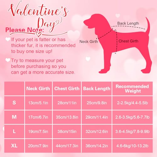 Winmany Valentinstags-Hundepullover für kleine und mittelgroße Katzen, Hunde, rot-rosa Herzkleid, Haustier-Winter-Rollkragenpullover, Strickwaren (Rot, M)