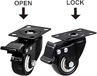 Vista 5 de Ruedas giratorias, ruedas de 2 pulgadas, juego de 4 ruedas resistentes, ruedas de bloqueo CLOATFET con freno (placa superior), ruedas giratorias
