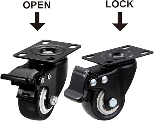 Miniatura 5 de CLOATFET Ruedas giratorias de 2 pulgadas juego de 4 ruedas resistentes - Ruedas giratorias con freno ruedas de bloqueo sin ruido ruedas de