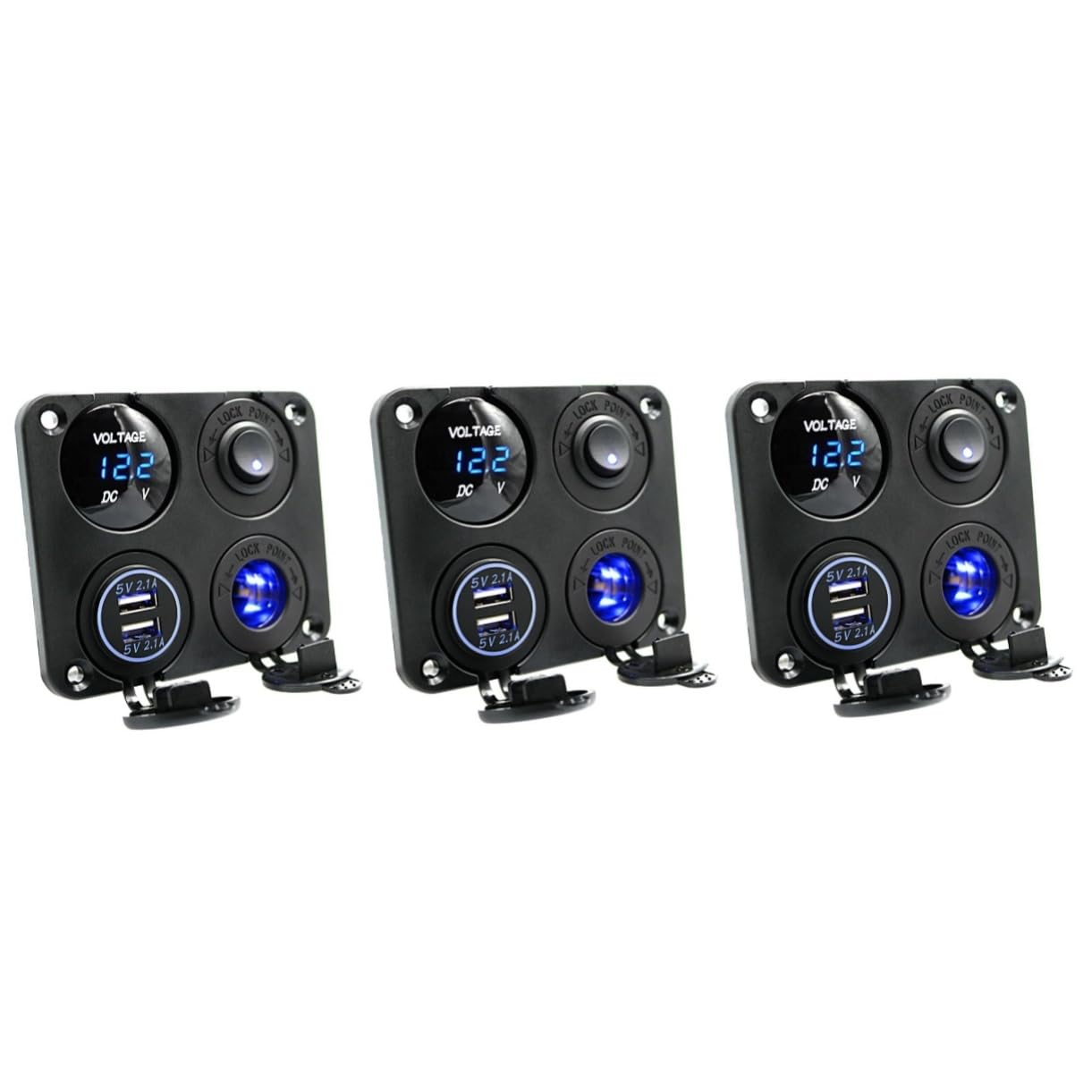 Gatuida Voltmetro USB 3 Pezzi 4 1 Presa Auto Accendisigari Auto Interruttore Dell'auto Presa Di Ricarica Usb Presa Per Caricabatteria Da Auto Caricabatterie Voltmetro