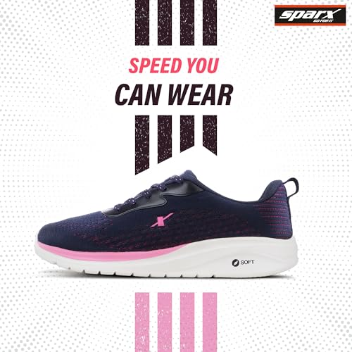 Image of SPARX Sports Running Shoes for Women - Lightweight Breathable Lace-Up Athletic Shoes with Cushioned Comfort, Shock Absorption, Durable Grip, Flexible Sole & Everyday Walking Performance
