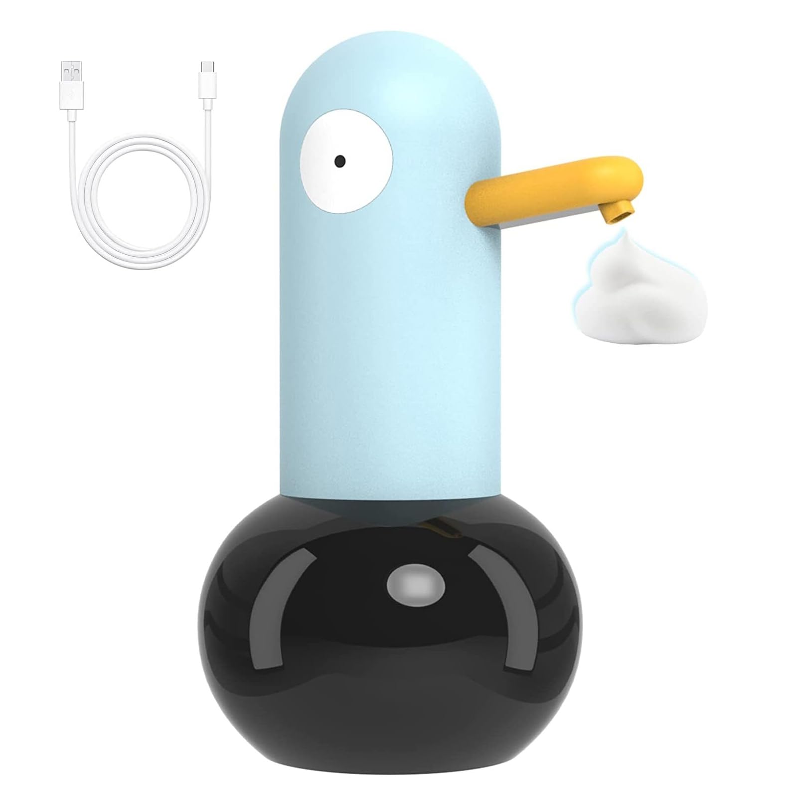 LICAEVEY Automatic Foaming Soap Dispenser, Touchless, Sensor, Foam Soap, Hand Electric, Rechargeable, Yellow, ABS, Cute Cartoon Duck Design, Countertop, Rechargeable (Type 1)