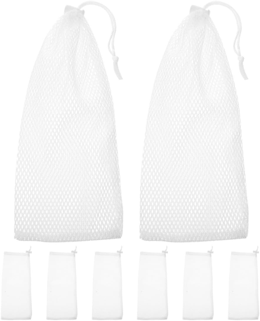 Bird Feeder Mesh Bag White with Drawstring Closure, 8pcs Polyester