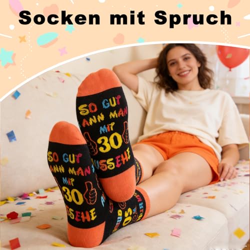 Belillpipi 30 Geburtstag Frauen, Geschenk 30. Geburtstag Frau, Lustige Socken 30. Geburtstag Frau, Socken mit Spruch Geburtstagsgeschenk für Frauen 30