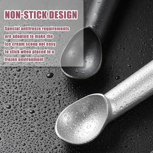 Ice Cream Scoop - Aluminum Ice Cream Scooper One-Piece Design Non-Stick Cookie Spoon for Hard Ice Cream, Fruit, Mashed Potato, Silver - Image 4