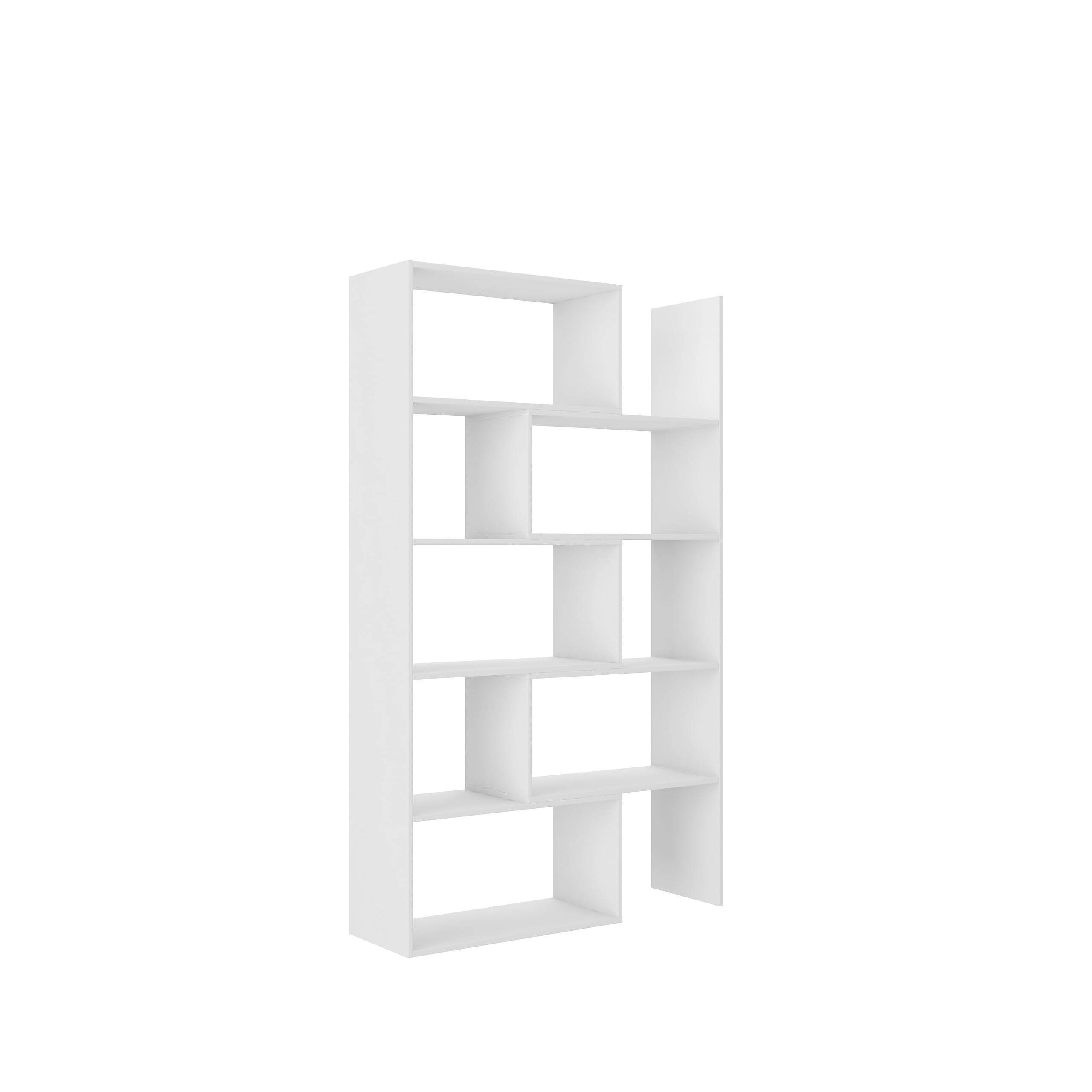 Masseno Buchregal Loris, Ideal für Büro, Wohnzimmer oder Lesezimmer, Stil Modern, 125x33x188 cm, Ausführung Matt, Weiß