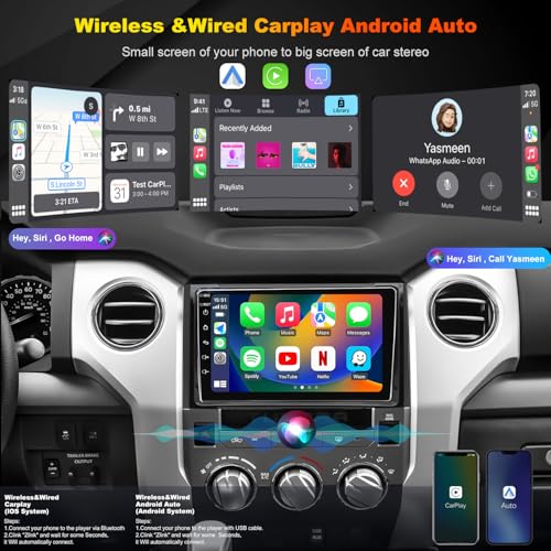 Image of 4G+64G Upgrade Android Car Radio for Toyota Tundra 2014-2021, Car Audio HD 9inch Touchscreen Setero Head Unit Wireless Carplay Android Auto GPS Navigation SWC DSP Bluetooth Backup Camera 5GWiFi FM