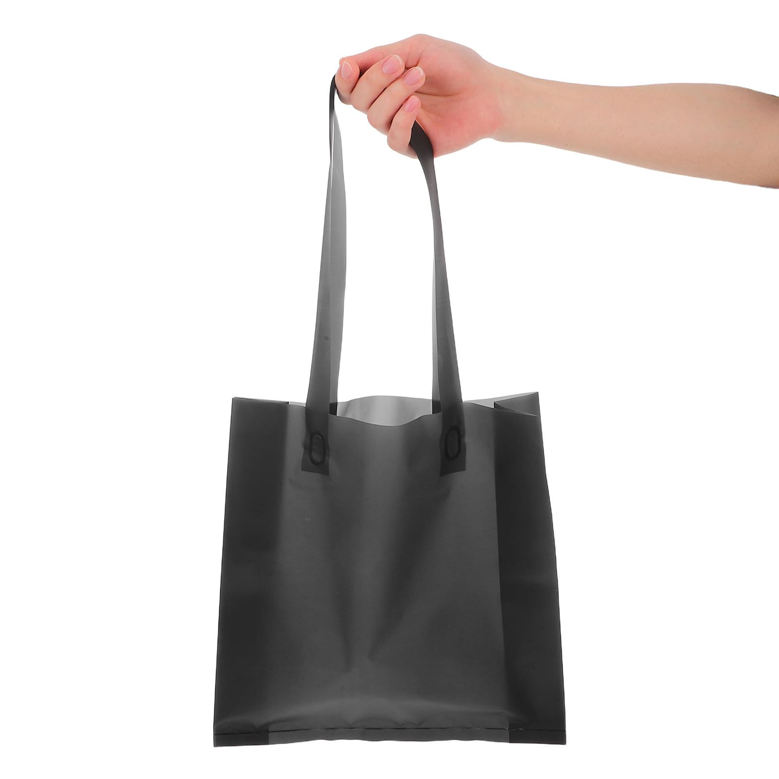 jojofuny 50 Piezas Bolsa de Compras de Ropa Bolsa de Mano Reutilizable Pe Negro Asas de Hombro, para Prendas, Embalaje y Compras en Tienda de Ropa, Tamaño Mediano