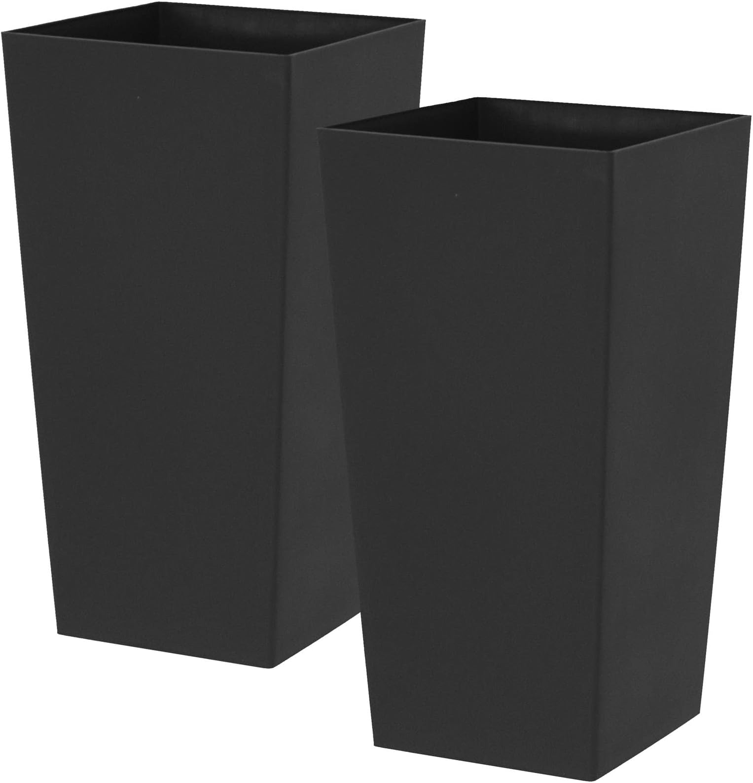simpa 27L Large Square Milano Grande Planter Pot - BLACK Set of 2 Pots - 51cm (H) x 26.5cm (W) x 26.5cm (D)
