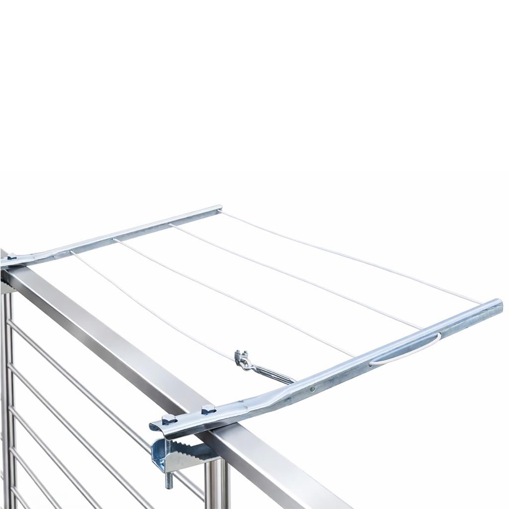 FERROELETTRA Stendibiancheria da Balcone Ribaltabile in Acciaio Zincato, 3 Posizioni, Portata 15kg, Sistema Antisbandamento, Fissaggio per Ringhiera, Made in Italy