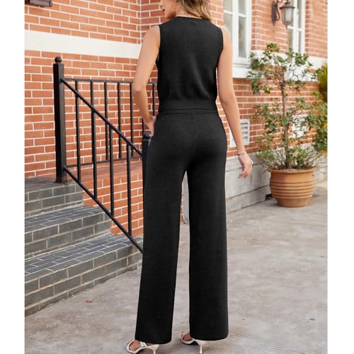 Women's 2 Piece Outfits Sleeveless Suit Vest and Wide Leg Pants Business Casual Suit Work Office 6