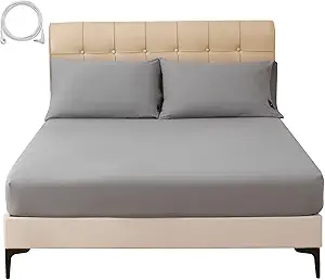 Grounding Sheets Queen, 90% Organic Cotton+10% Silver, Fitted Grounded Bed Sheet Deep Pocket for Improved Sleep & Wellness (Gray, Queen - 60"x80"x15")