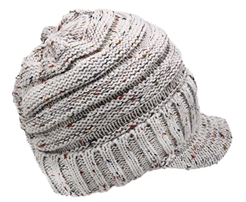 Image of C.C Trendy Warm Oversized Chunky Soft Oversized Ribbed Slouchy Knit Hat with Visor Brim