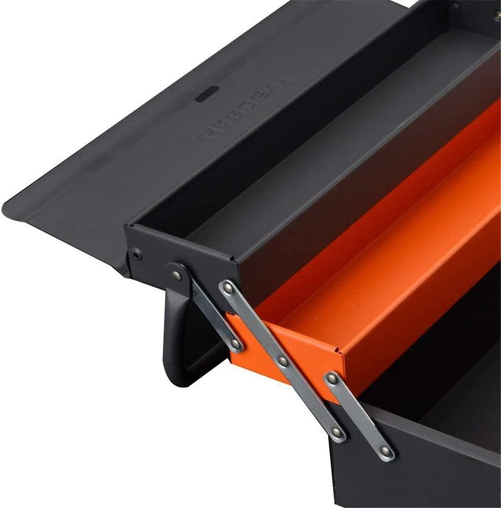 Edward Tools Portable Metal Tool Box with 3 Level Fold Out Organizer Storage - Heavy duty metal frame with smooth metal cantilever latchets - Rust/Scratch Resistant Finish - Hand Carry