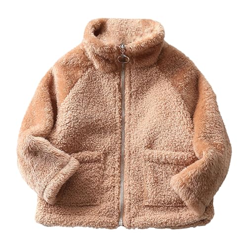Girl and Toddlers' Polar Sherpa Fleece Full-Zip Jacket Thicken Warm Coat Kids Solid Fleece Sweatshirt Winter Outwear