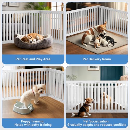 FASRIOU Welpenauslauf Indoor 65cm Hoch, Kunststoff Welpengehege mit rutschfesten Saugnäpfen, Hunde-Laufstall für kleine Hunde, 18 Paneele