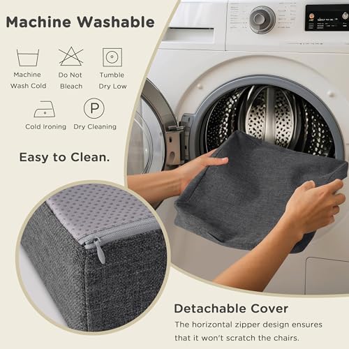 Image of AddGrace Recliner Cushions for Elderly Thick Seat Cushion 20 inchx20 inchx4 inch Chair Pads with Non Slip Backing and Washable Cover for Couch Armchair Chairs Dark Grey