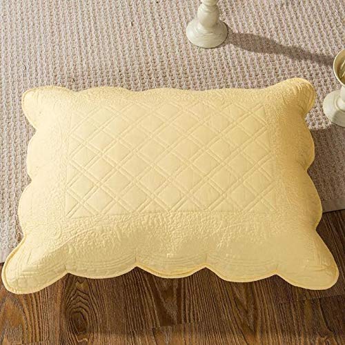 Tache Quilted Yellow Scalloped Buttercup Puffs Matelasse Bedspread Coverlet Set, Queen #TOP3