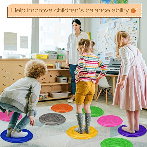 Image of Amylove 12 Pcs Wobble Cushion Wiggle Seat Inflated for Sensory Kid 13 Inch Balance Disc Kids Flexible Seating Exercise Sensory Pad Chair Cushion for Classroom Office School(Assorted Colors)