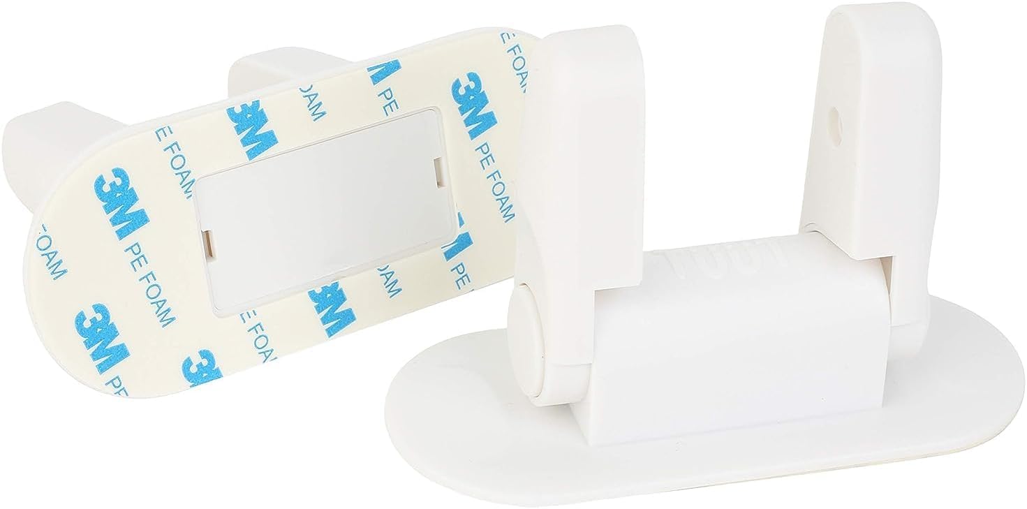 Improved Childproof Door Lever Lock (2 Pack) Prevents Toddlers from Opening Doors. Easy One Hand Operation for Adults. Durable ABS with 3M Adhesive Backing. Simple Install, No Tools Needed