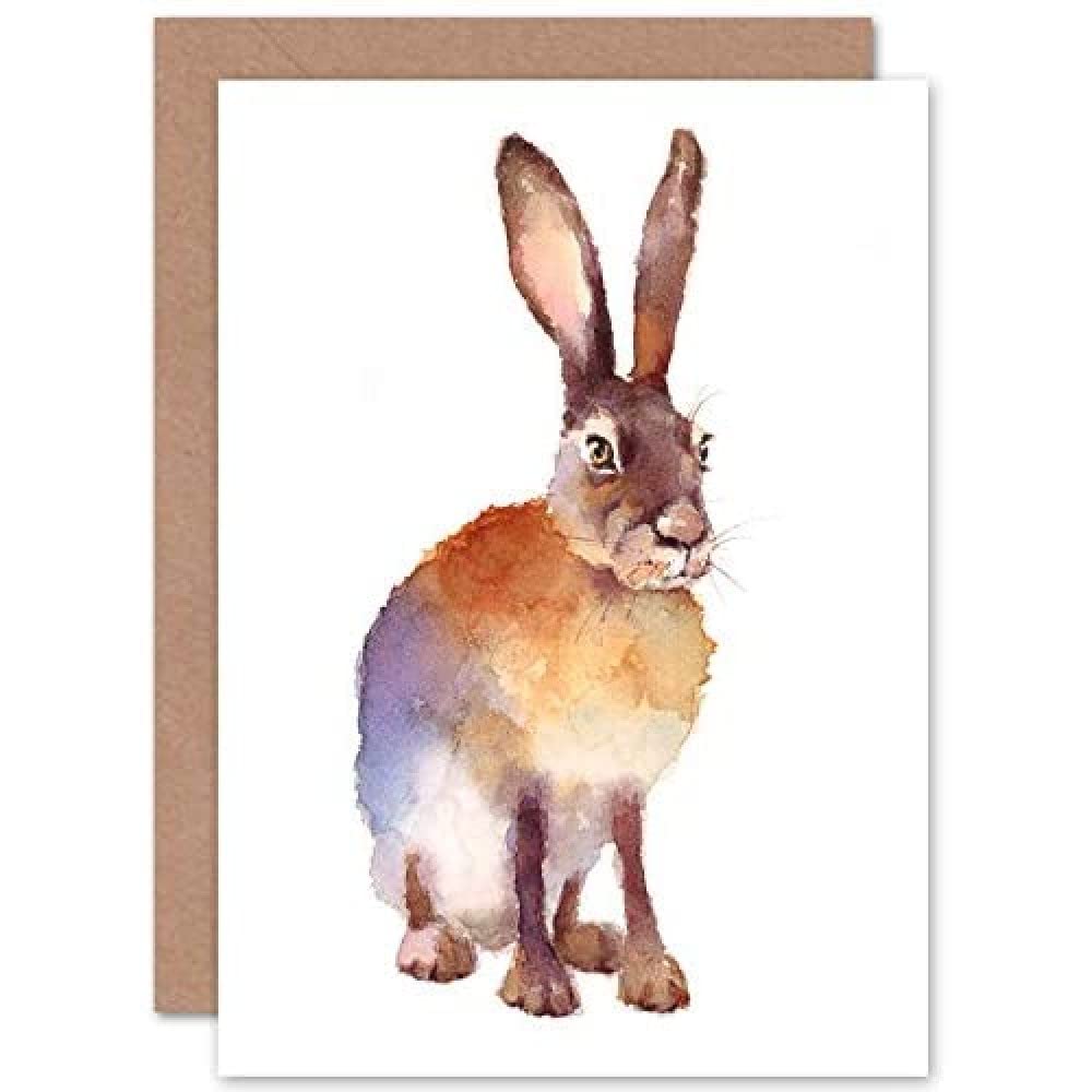Wee Blue Coo Blue Wee Coo Hare Watercolour Isolated Greeting Card With Envelope Inside Premium Quality