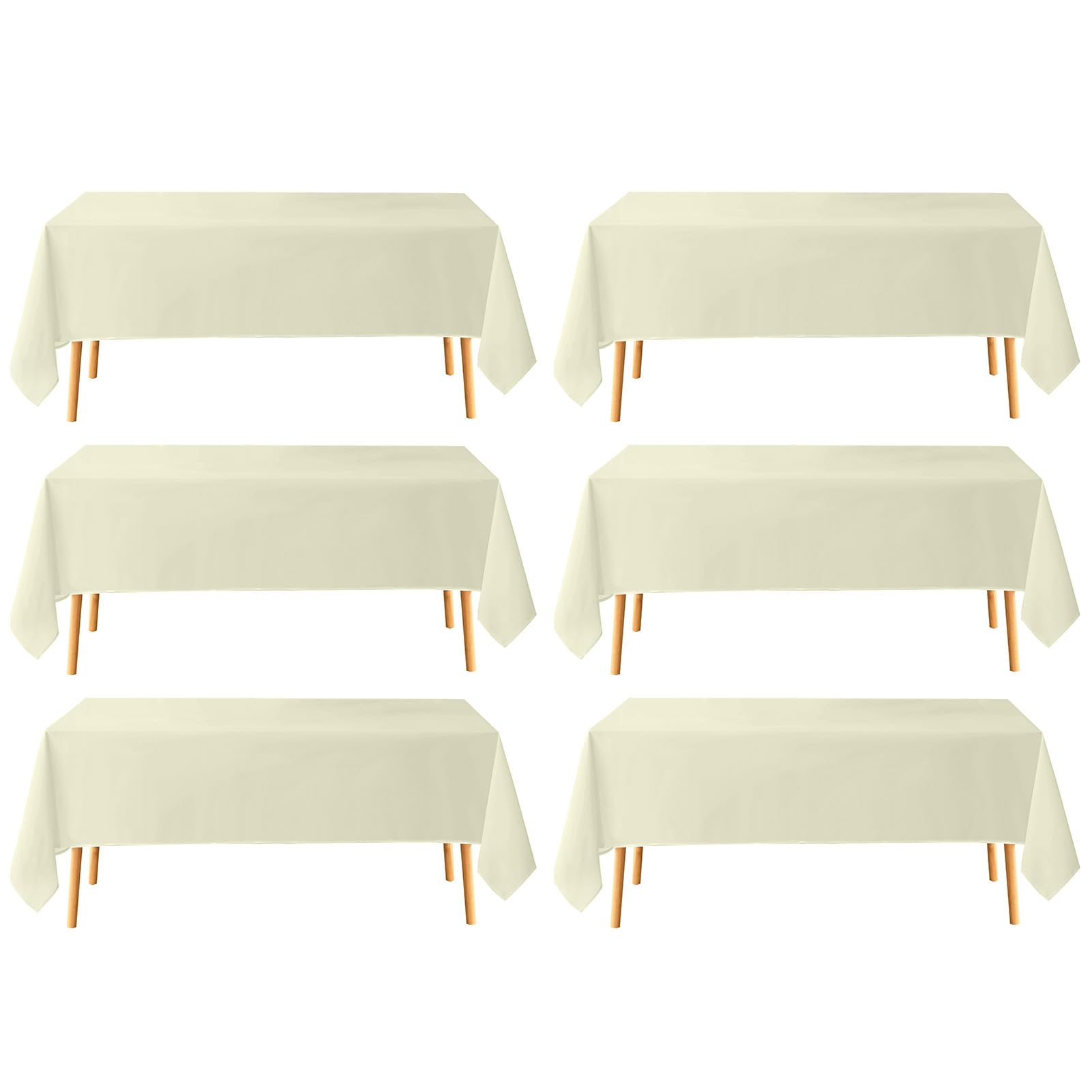 Rectangular Tablecloths 90x132 Inch 6 Pack Ivory Polyester Table Cloths ...