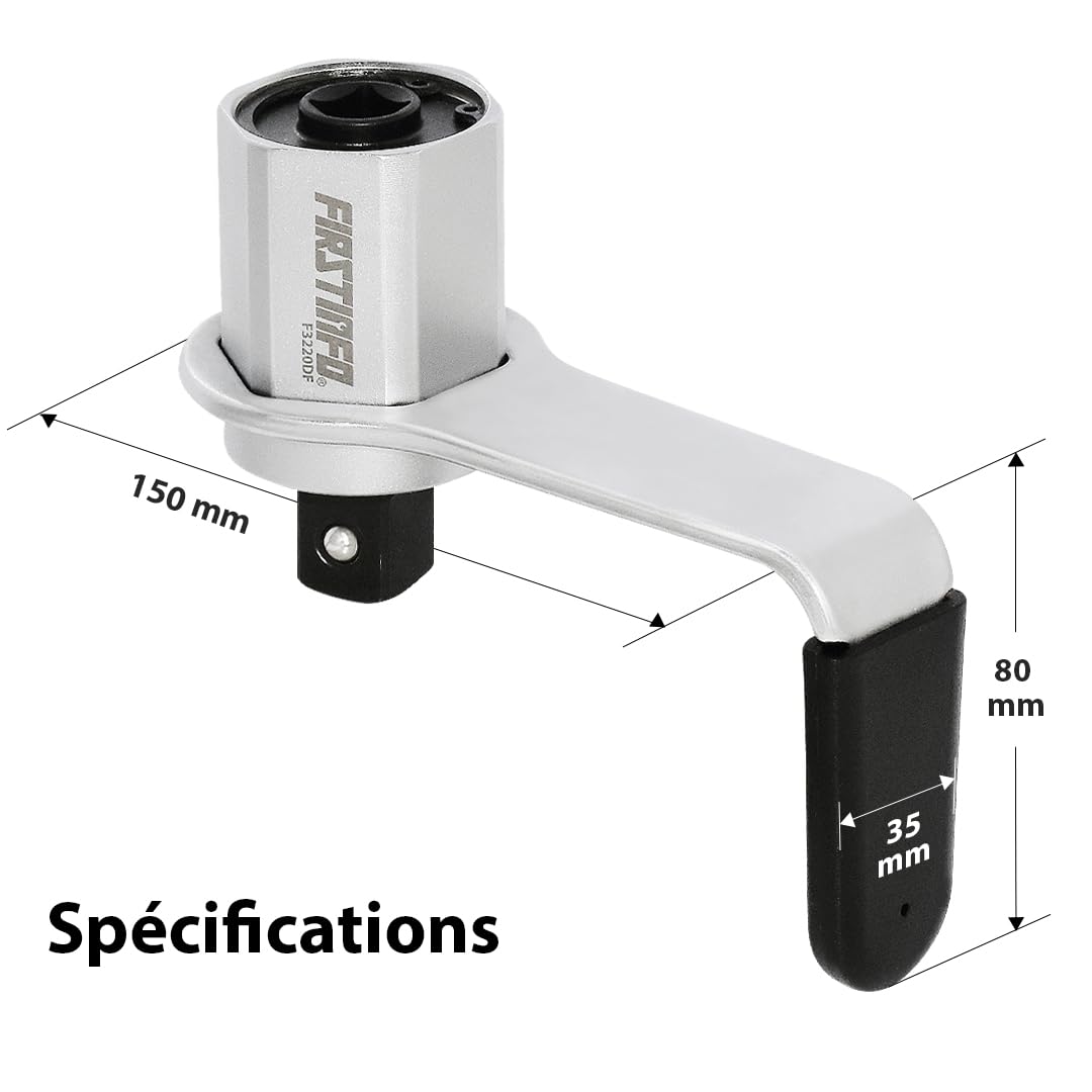 FIRSTINFO F3220DF | Multiplicateur de Couple Manuel 800 Nm 3,4:1 | Clé avec Adaptateur 1/2" Femelle vers 3/4" Mâle | Pour Écrous de Roue Auto