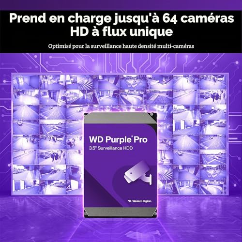 WD Purple Pro 12 To Disque dur Interne de Surveillance HDD, Smart Video, 3.5" - AllFrame Technology, 256MB Cache, 550TB/yr, 7200RPM