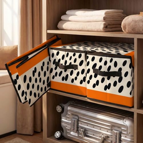 Image of Stackable Storage Bins with Lids,Closet Organizers Fabric Box for Home and Office,Blanket Clothes Organizers,Under Bed Storage Containers 3 Pack